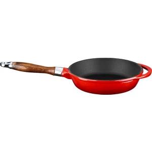 Döküm Kızartma Tavası Ahşap Kulplu ÇAP(Ø)24CM Kırmızı