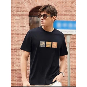 BlackRock Unisex Siyah Oversize Palm Tree Tee Baskılı T-Shirt
