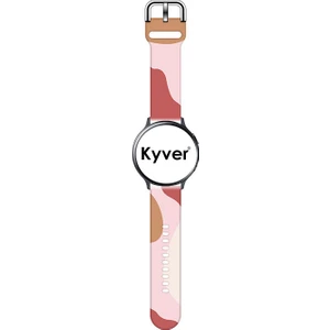 Samsung Watch 3 Desenli Silikon Kordon 22 mm Uyumlu (Koyu Pembe-Açık Pembe)