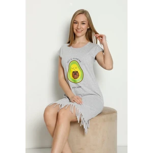 Avokado Desenli Penye Pamuklu Günlük Elbise