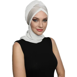 Fidan Bone Çapraz Pike Atkılı Astarlı Krem-Bej Hazır Türban Tesettür Bone