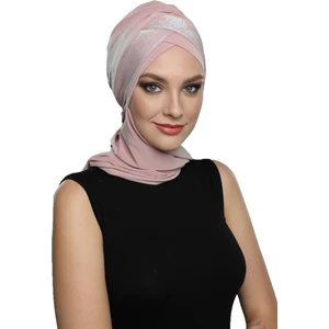 Fidan Bone Çapraz Pike Atkılı Astarlı Pudra Hazır Türban Tesettür Bone