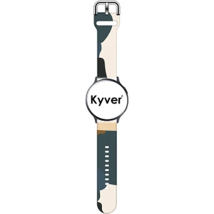 Samsung Watch 3 Desenli Silikon Kordon 22 mm Uyumlu (Krem-Yeşil)