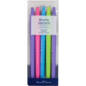 Bruno Visconti "Slim Click" Tükenmez Kalem -5'li Set -Mavi-0,5 mm -Renkli