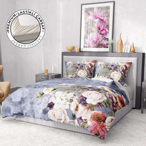 Premium Luxury Çift Kişilik Nevresim Takımı 3D Pamuk Saten Rose Garden