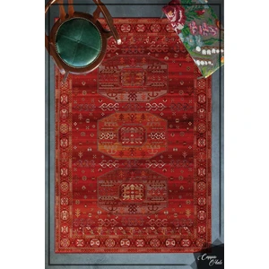 Esta Halı Esta Kırmızı Otantik Kilim Desenli Halı (Makinada Yıkanabilir Kaymaz Dod Taban) - ES1033