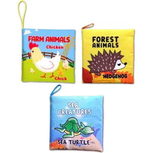 3 Kitap Tox Ingilizce Deniz Canlıları , Çiftlik ve Orman Hayvanları Kumaş Sessiz Kitap E119 E127 E128 - Bez Kitap , Eğitici Oyuncak , Yumuşak ve Hışırtılı