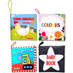 4 Kitap Tox Ingilizce Renkler , Iş Makinaları , Çiftlik Hayvanları ve Bebek Kumaş Sessiz Kitap E118 E119 E136 E129 - Bez Kitap , Eğitici Oyuncak , Yumuşak ve Hışırtılı