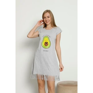 Avokado Desenli Penye Pamuklu Günlük Elbise