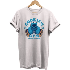 Kurabiye Canavarı Baskılı &100 Pamuk Oversize T-Shirt Büyük Beden Tişört