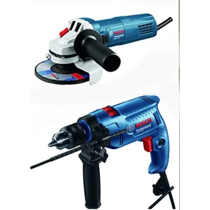 550 W Darbeli Matkap Vidalama ve Bosch 750 W Avuç Içi Taşlama Ikili Set