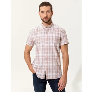Pierre Cardin Erkek Bej Regular Fit Kısa Kollu Gömlek 50251475-VR011