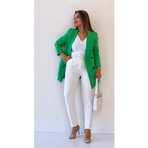 Seda Fidan Butik Atlas Kruvaze Blazer Ceket Yeşil