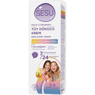 Sesu Tüy Dökücü Krem 100 ml 7 Gün Süren Pürüzsüzlük ve 24 Saat Nemlendirme