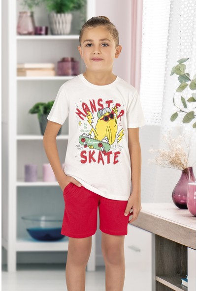 Özkan 31916 Erkek Çocuk Pamuklu Örme Kısa Kollu Şortlu Pijama Takımı