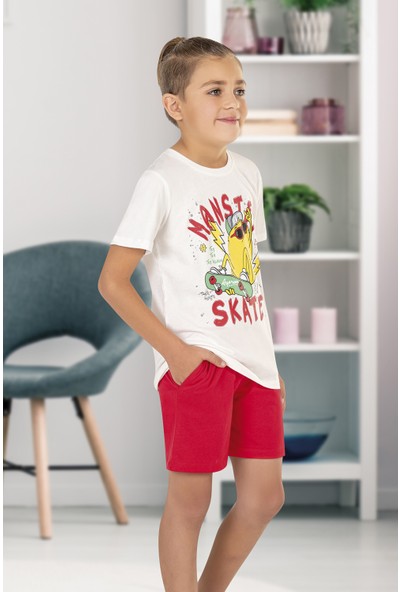 Özkan 31916 Erkek Çocuk Pamuklu Örme Kısa Kollu Şortlu Pijama Takımı