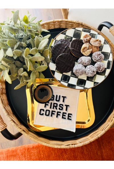 Ge Living But First Coffee Desenli Siyah Kokteyl Peçete ( 1 Adet )