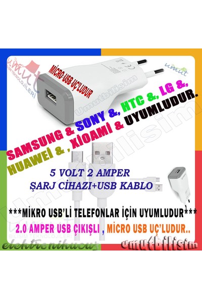 Syrox Eu-39-Samsung Galaxy J6+ Plus Uyumlu Mikro USB Girişli 2.0 Amper Şarj Aleti+Kablo Şarj Cihazı - J15