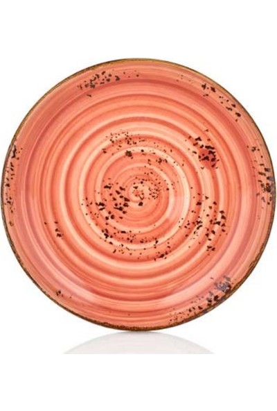 Porselen Renki Servis Tabağı 6lı 23 cm Kırmızı