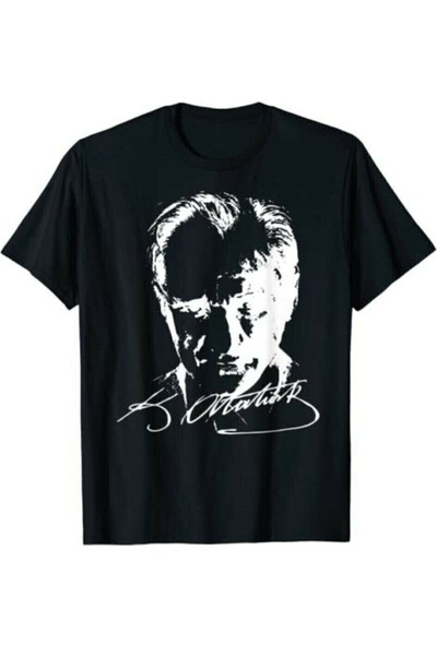 Belifanti Collection Unisex Siyah Atatürk Imza Baskılı Tişört Tshirt
