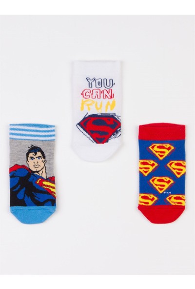 Superman Lisanslı Çocuk 3 Çift Patik Çorap 19837