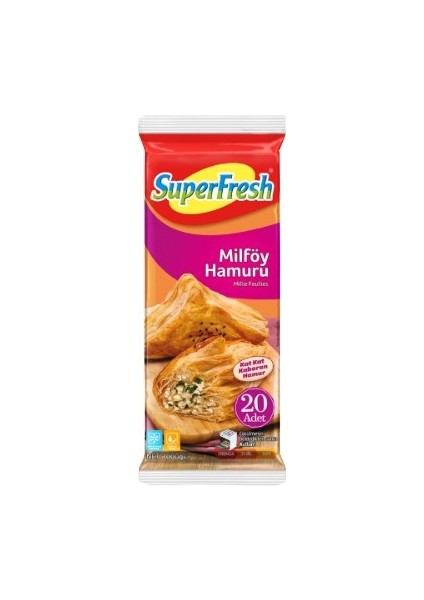 Superfresh Derin Dondurulmuş Milföy Hamuru 1 kg (20'li)