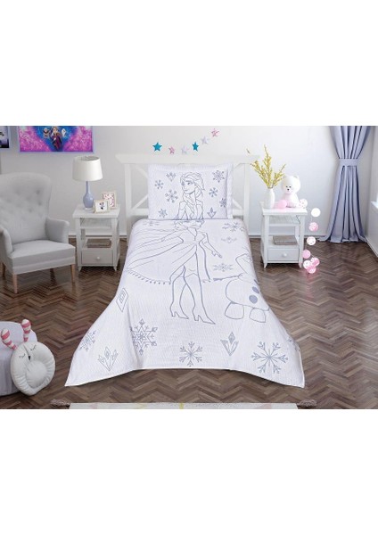 Lisanslı Frozen Jakarlı Tek Kişilik Yatak Örtüsü 180X240