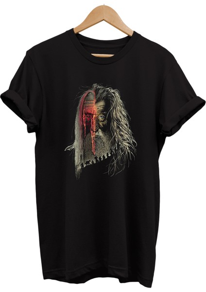 Lotr Yüzüklerin Efendisi Gandalf ve Saruman Baskılı %100 Pamuk Oversize T-Shirt
