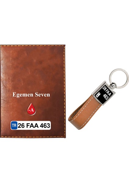 Plakanıza ve Kan Gurubunuza Özel Taba Ruhsat Kabı ve Anahtarlık