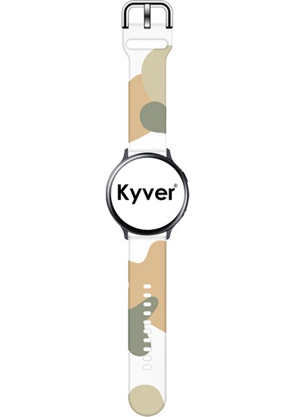 Samsung Galaxy Watch 4 Uyumlu Desenli Silikon Kordon 20MM (Yeşil-Mint)