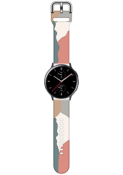 Amazfit Gts Uyumlu Desenli Silikon Kordon 20MM (Pembe-Gri) fiyatları