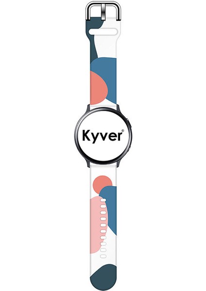 Amazfit Gts 2 42MM Uyumlu Desenli Silikon Kordon 20MM (Açık Mavi-Pembe)