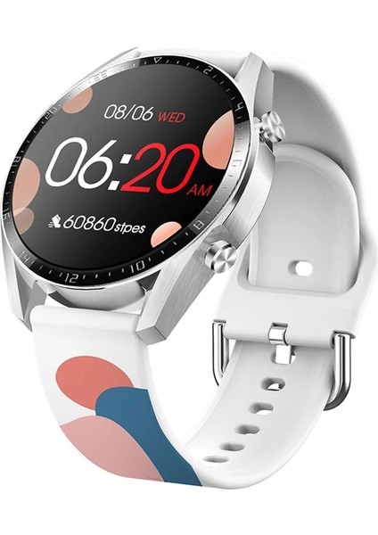 Amazfit Gts 2 42MM Uyumlu Desenli Silikon Kordon 20MM (Açık Mavi-Pembe)