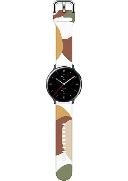 Amazfit Gts Uyumlu Desenli Silikon Kordon 20MM (Çöl Kumu-Kahve)