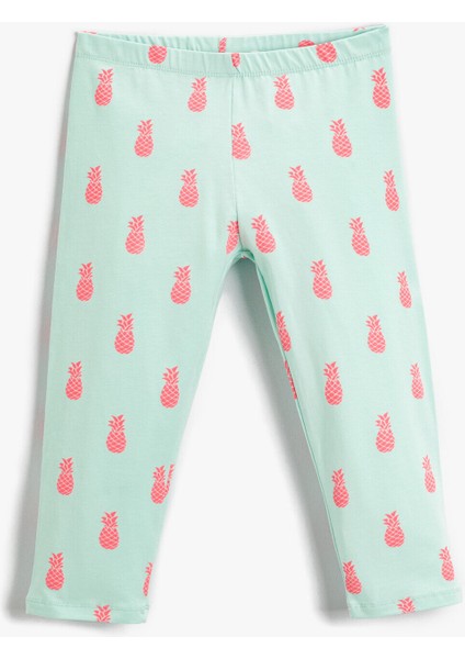 Kız Çocuk Ananas Baskılı Tayt