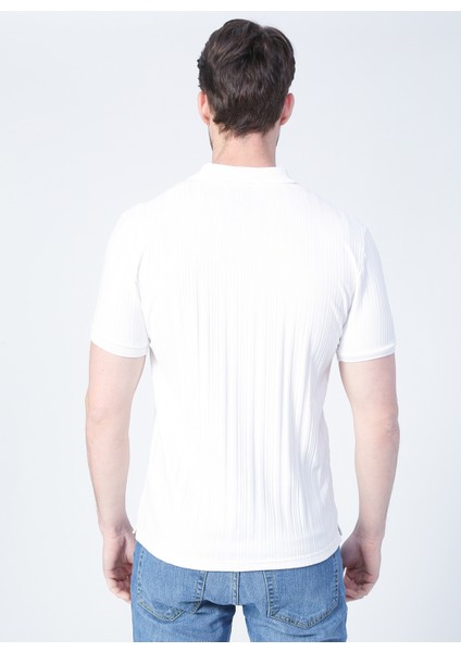 Polo Yaka Düz Ekru Erkek T-Shirt DAX modelleri