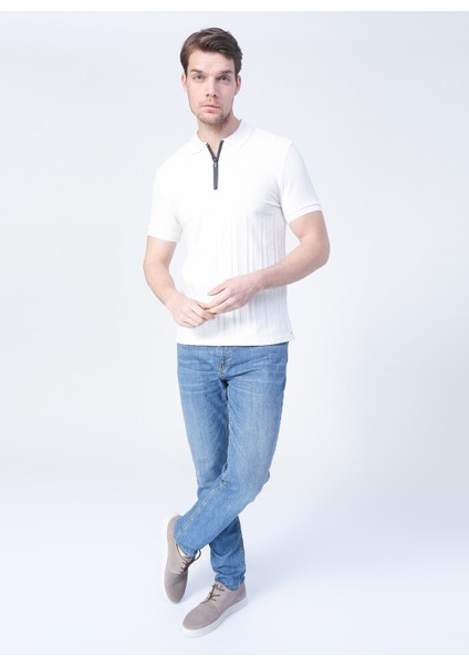 Polo Yaka Düz Ekru Erkek T-Shirt DAX indirimleri