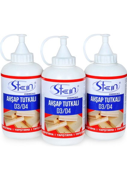 Stein D3 - D4 Şeffaf Süper Güçlü Ahşap Tutkalı 550GR. x 12 Adet