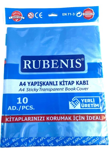 A4 Yapışkanlı Buzlu Şeffaf Kitap Kabı 10'lu Farklı Renk Seçenekleriyle