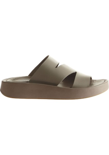 Vizon Deri Kadın Dolgu Topuklu Terlik