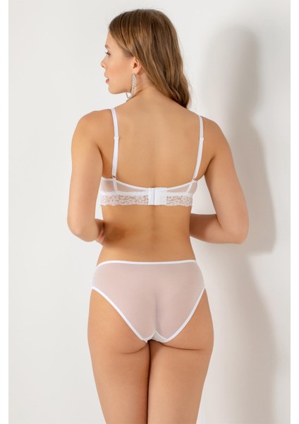 Push-Up Dolgulu Geniş Kanatlı Dantelli Sütyen Takım