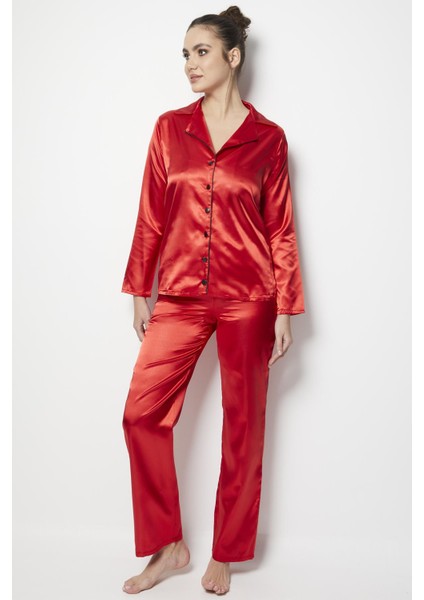 Miorre Kadın Uzun Kollu Önden Düğmeli Saten Pijama Takımı fiyatları