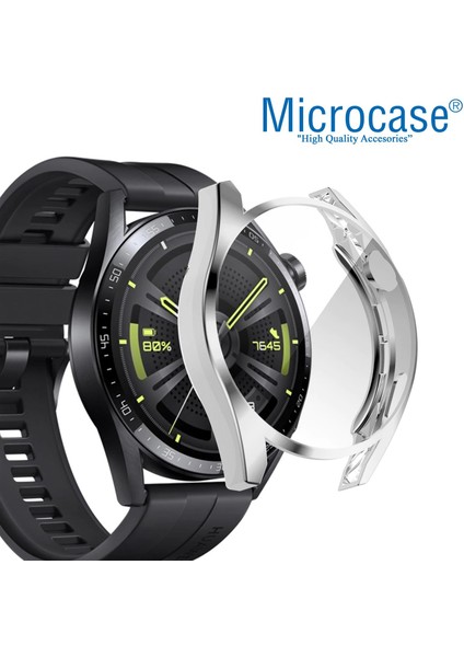 Huawei Watch Gt 3 46 mm Önü Kapalı Silikon Kılıf - Gümüş fiyatları