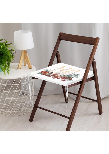 Çam Yapraklı Mum Tasarımlı Dijital Baskılı Modern Fermuarlı Sandalye Minderi modelleri