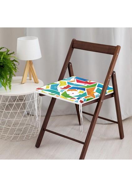 Beyaz Zeminde Origami Gemiler Dijital Baskılı Modern Fermuarlı Sandalye Minderi modelleri