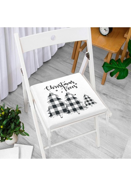 Christmas Temalı Ekose Çam Ağacı Motifli Fermuarlı Sandalye Minderi fiyatları