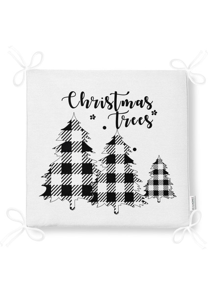 Christmas Temalı Ekose Çam Ağacı Motifli Fermuarlı Sandalye Minderi fırsatları