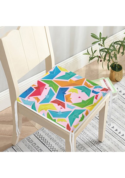 Pembe Zeminde Origami Gemiler Dijital Baskılı Modern Fermuarlı Sandalye Minderi modelleri