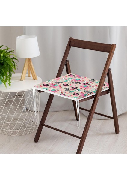Rengarenk Orman Hayvanları Motifli Dijital Baskılı Özel Tasarım Modern Fermuarlı Sandalye Minderi modelleri