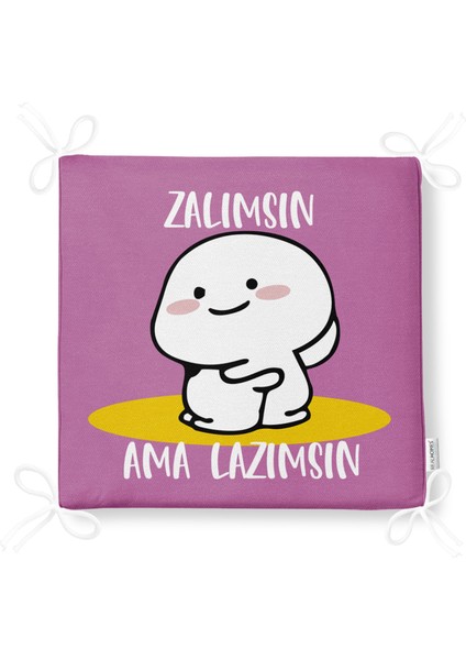 Özel Tasarım Zalımsın Ama Lazımsın Dijital Baskılı Modern Fermuarlı Sandalye Minderi fırsatları